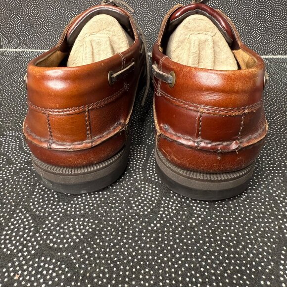 Vintage Bass Mens Leather Boat Shoes Size 9W Brown - Picture 2 of 8